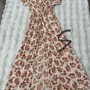 Floral Maxi Dress in Cream and Red